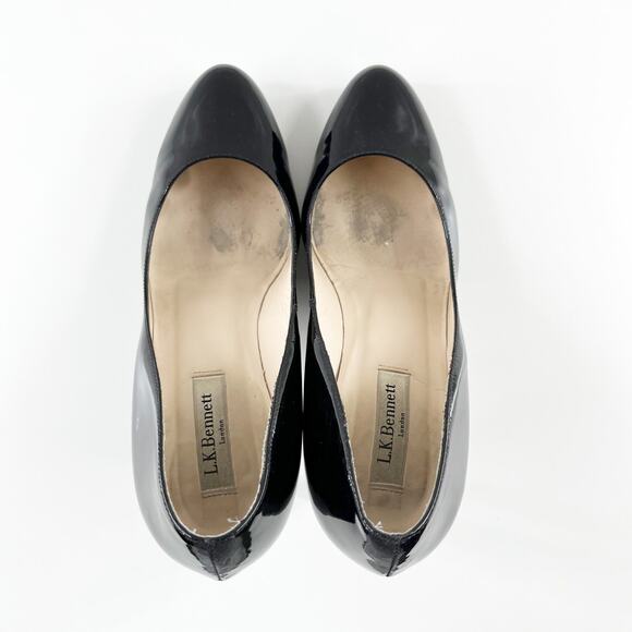 L.K. Bennett Patent Stilletto Pump Heels Black 39 / 9 - Picture 4 of 11